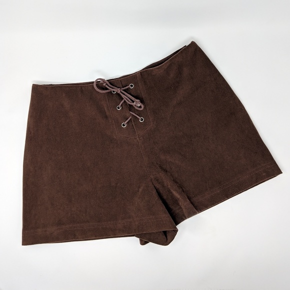 Express Pants - Vintage 90's Express Lace Up Side Zip Brown Shorts